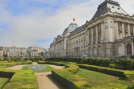 The Royal Palace in center of Brussels, view from Place des Palais, Belgiumのeditorial素材