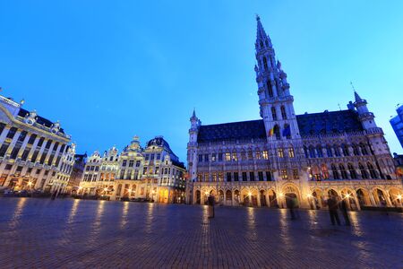 The Grand Place at night in Brussels, Belgiumのeditorial素材