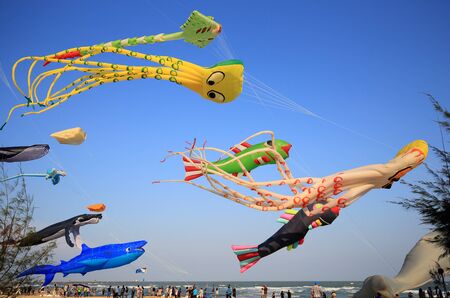 Phetchaburi, Thailand.- Mar 11: Thailand International Kite Festival at the Cha-am Beach on Mar 11, 2017 in Phetchaburi, Thailand.のeditorial素材