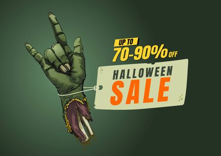Zombie hand Halloween sale tagのイラスト素材