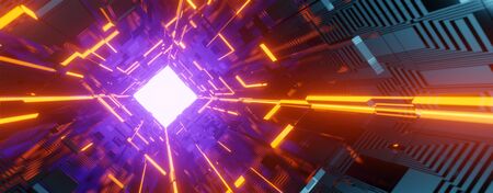 Sci-fi themes Neon Light hole Tunnel.