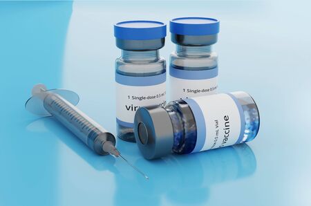 Rendering 3d vaccine medicine bottle flu vaccine anti-vaccination and covid-19