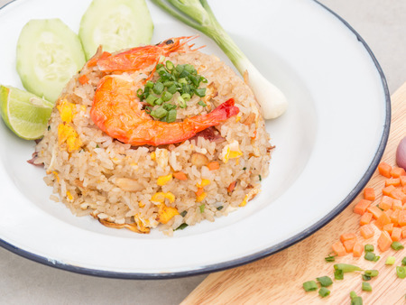 Fried rice with seafood and vegetables, thai styleの写真素材