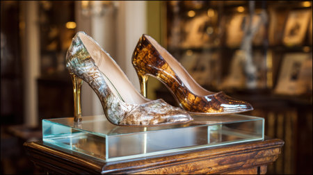 Delight in the beauty of these elegant high heels, displayed in a sophisticated setting, perfect for showcasing the allure of fashion and premium craftsmanship in your projects.の素材
