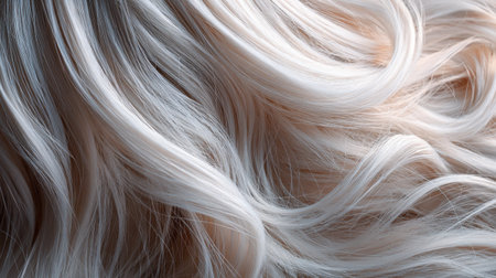A close-up image showcasing the soft and flowing textures of light blonde hair with natural waves and highlights, perfect for beauty and hair care themes.の素材