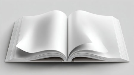 An open book featuring blank pages, perfect for capturing ideas, thoughts, and illustrations. A minimalist design ideal for creative projects or educational purposes.の素材