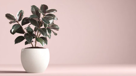 This stylish indoor plant in a simple white pot adds a touch of nature and elegance to your home, perfectly set against a soft pink background for a minimalist look.の素材