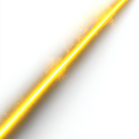 A stunning golden light beam cascades against a minimalist white backdrop, creating a captivating effect ideal for artistic and creative projects.の素材