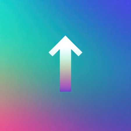 Vibrant abstract gradient background featuring an upward arrow, symbolizing growth and positive movement, perfect for modern design or digital projects.の素材