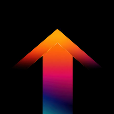 This captivating abstract arrow design features vibrant colors blending seamlessly on a black background, perfect for modern projects and creative visual communication.の素材