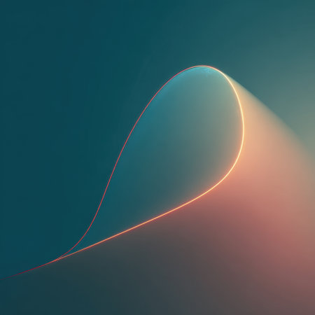 A soft and vibrant abstract light wave creating a gentle gradient, perfect for backgrounds or visual representations in modern design and digital art applications.の素材