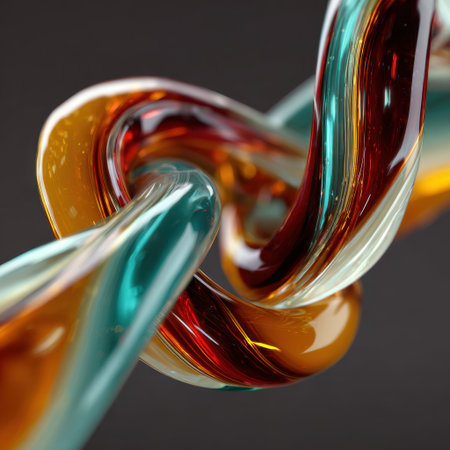 A mesmerizing abstract image featuring intertwined strands in vibrant colors, creating a sense of motion and elegance suitable for modern art and design projects.の素材