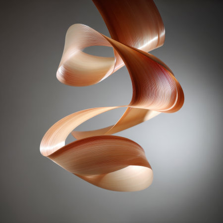 Captivating abstract sculpture composed of flowing ribbons in warm hues, embodying elegance and movement, ideal for modern artistic and design contexts.の素材