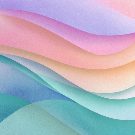 Dreamy abstract waves in soft pastel colors create a tranquil and elegant background ideal for a range of creative projects, illustrations, and modern designs.の素材