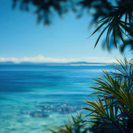 Experience the beauty of a serene tropical beach, where clear blue waters meet lush greenery, perfect for relaxation and tranquil escapes in nature's paradise.の素材