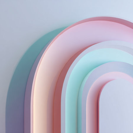 Soft pastel arches blend seamlessly to create a calming gradient, perfect for minimalist design projects and modern aesthetic content. Ideal for creative inspiration.の素材