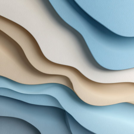 Soft layers of colored paper create an abstract design, showcasing smooth curves and muted tones, perfect for modern backgrounds or artistic inspirations.の素材