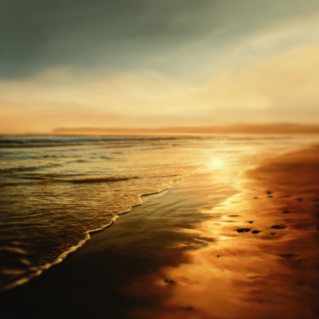 A breathtaking view of a sunset illuminating the ocean waves, creating a calming scene that invites relaxation and reflection in nature's beauty.の素材