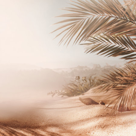 A tranquil beach view featuring soft sands, lush tropical foliage, and gentle waves, creating a serene atmosphere perfect for relaxation and escape into nature's beauty.の素材