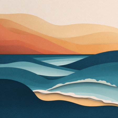 This abstract landscape image features soft curves and layers in earthy tones, creating a tranquil scene perfect for themes of nature, relaxation, and modern art.の素材