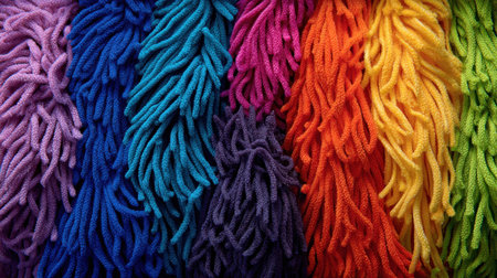 Explore a stunning array of vibrant yarn textures showcasing rich colors, ideal for craft projects, textile design inspiration, and home decor applications.の素材