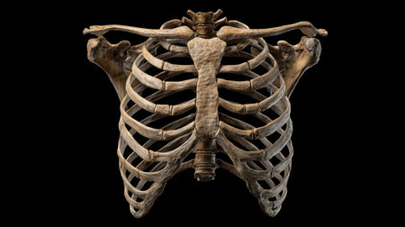 3D visualization of the human rib cage offers an in-depth look at its anatomy, ideal for educational and medical purposes. Perfect for diverse audiences.の素材