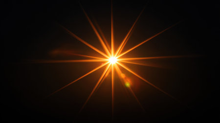 A striking light burst emerges against a dark background, showcasing radiant rays and a lens flare to create an engaging visual perfect for abstract designs or backgrounds.の素材