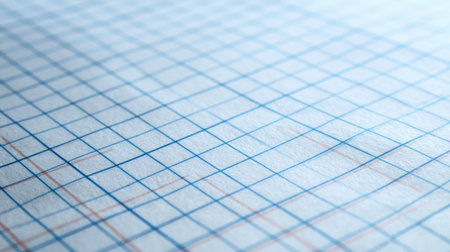 A detailed close-up of graph paper featuring blue and red grid lines, perfect for creative projects, school work, and technical illustrations. Great for organization and planning.の素材