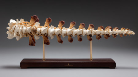 Explore a stunning anatomical model of a fish skeleton, showcasing intricate spines and fins. Ideal for educational use in biology and marine science studies.の素材