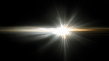 A breathtaking light burst showcases brilliant rays and flares emerging from a dark background, ideal for use in creative projects, graphic designs, and artistic overlays.の素材