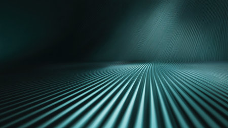 A captivating abstract background featuring gradients of dark teal with light reflective lines that create a sense of depth and dimension in a modern, minimalist style.の素材