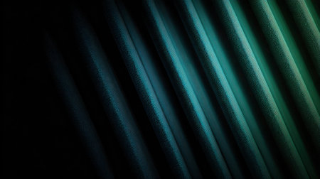 This abstract image features a blend of blue and green diagonal lines with shadows, offering a vibrant yet serene backdrop for various design projects and creative works.の素材