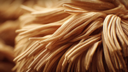 A captivating close-up of soft textile fibers in warm tan hues, ideal for design projects, textile art, and cozy home decor inspiration with rich texture details.の素材