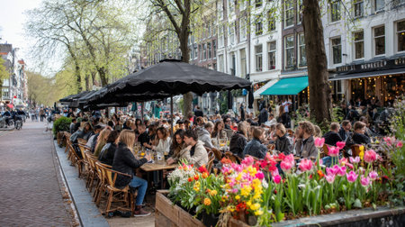 A lively outdoor cafの素材