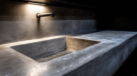 A stylish concrete sink featuring sleek lines and a modern aesthetic, ideal for contemporary kitchens and interiors with artistic flair and minimalist design.の素材