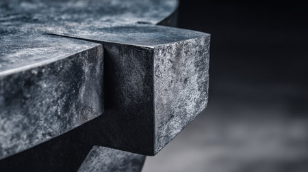 A detailed close-up of a unique metal structure with sharp edges and a textured surface, emphasizing modern design and industrial artistry in a monochromatic aesthetic.の素材
