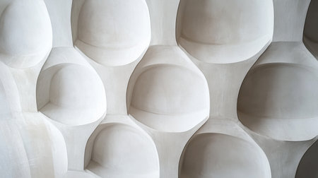 This image showcases a unique architectural interior featuring smooth indentations on a white wall, exemplifying contemporary design and innovative aesthetics.の素材