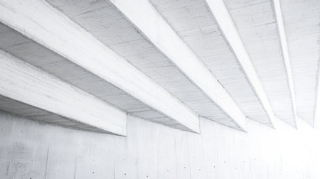 A striking abstract view of angled concrete beams against a minimalist background, emphasizing modern architecture and design principles for various applications.の素材