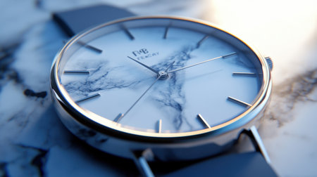 This elegant watch features a stunning marble dial and sleek silver accents, making it a perfect accessory for any modern outfit while embodying timeless sophistication.の素材