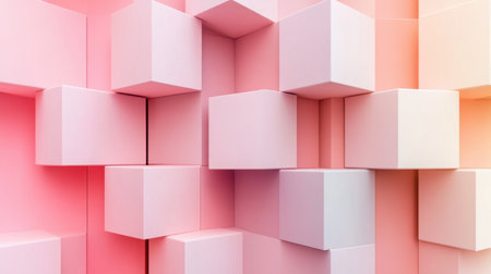 Soft pastel cubes create a unique abstract composition, adding depth and modernity to any project, perfect for wallpapers, backgrounds, or design inspiration.の素材