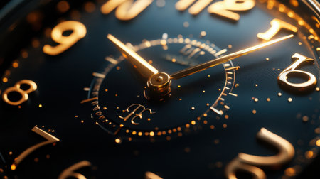 This close-up image captures the exquisite details of a luxury watch with gold accents, showcasing the elegant design and craftsmanship of timekeeping.の素材