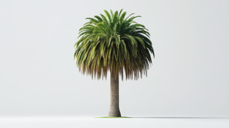 A stunning palm tree with lush green leaves, set against a clean white background, perfect for projects needing a touch of tropical charm and natural beauty.の素材