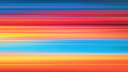 An abstract display of horizontal stripes in blue, orange, and red hues creates a dynamic background, perfect for artistic projects and vibrant designs.の素材