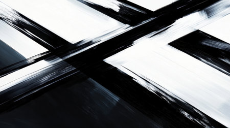 A striking abstract composition in black and white, showcasing bold brush strokes and geometric patterns, perfect for creative and modern design projects.の素材