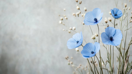 A stunning arrangement of delicate blue flowers against a soft background, showcasing natural elegance and beauty, ideal for design and nature-focused themes.の素材