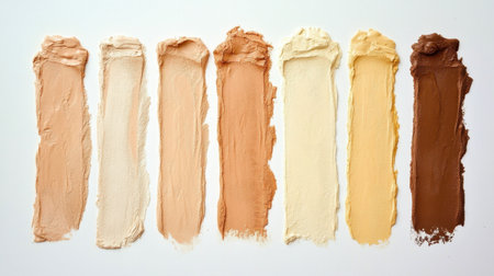 A vibrant collection of natural paint swatches showcasing a variety of skin tones, ideal for use in art, makeup design, and projects that emphasize diversity and representation.の素材