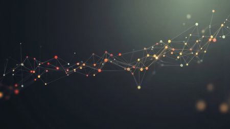 Vivid abstract background featuring interconnected lines and nodes, perfect for themes related to technology, communication, and innovation in various digital and print projects.の素材