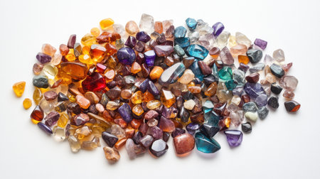 A vibrant assortment of gemstones and crystals featuring an array of colors and shapes, perfect for showcasing the beauty of nature and capturing the essence of mineral diversity.の素材