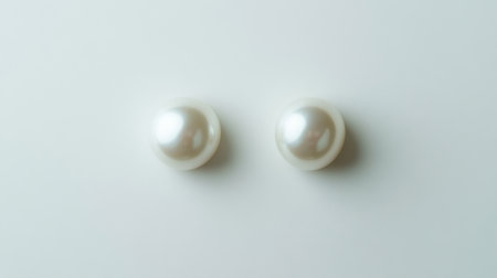 Two classic white pearls showcased against a soft background, embodying elegance and timeless beauty ideal for fashion and jewelry inspiration. Perfect for a luxurious touch.の素材