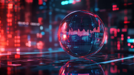 This captivating stock photo displays a futuristic globe amidst vibrant data streams, symbolizing innovation, connectivity, and the digital world. Perfect for technology-themed projects.の素材